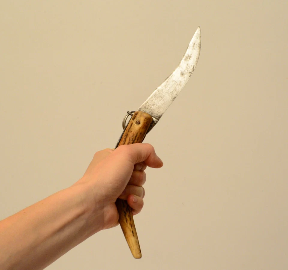 Vintage Large NOGENT Hunting Knife Stag Antler Palm Clasp Handmade in France VGC - Image 3 of 4