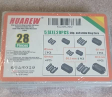 28 PIECES Ferrite Chokes Bead Ring Core RFI EMI Noise Suppressor Filter Clip On
