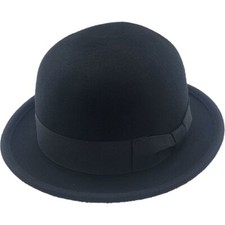 Soft Bowler Hat-Unmatched Hand Made Quality-100% Premium Wool-Grosgrain Ribbon