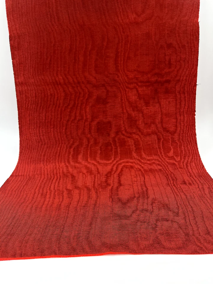Red Silk Moire Fabric By The Meter,  Watermark Patterned, Multicolor Options. - Image 2 of 4