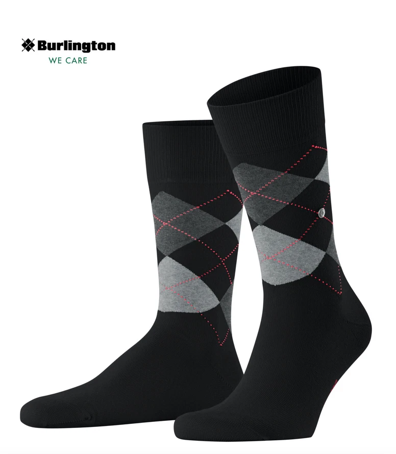 BURLINGTON Argyle Socks/Black Flames - 6-12 TWIN-PACK