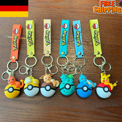 Cartoon Character Keychain Set Silicone Keyring Bag Charm