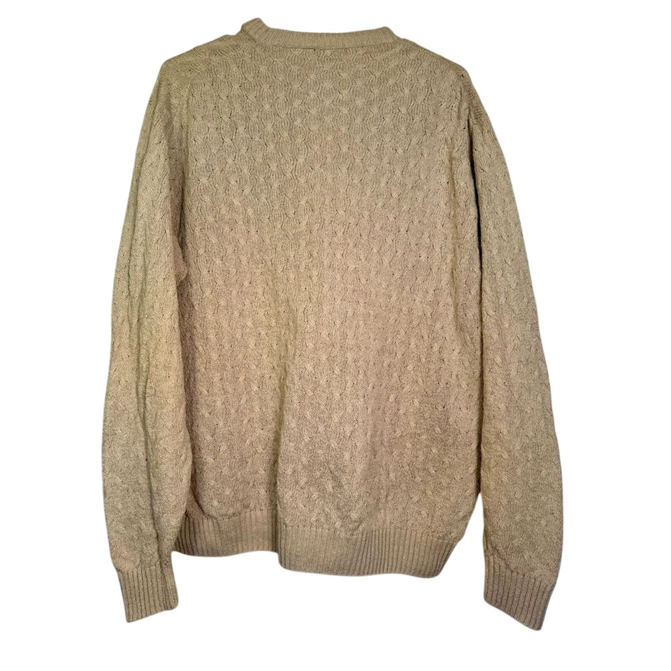 Talbots Men's Crewneck Sweater Pima Cotton Quality Neutral Tan Size Medium - Image 3 of 4