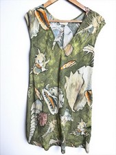 Vtg Y2k Jams World Green Seashore Mini Dress Conch Hawaii Shell Sz Small HTF