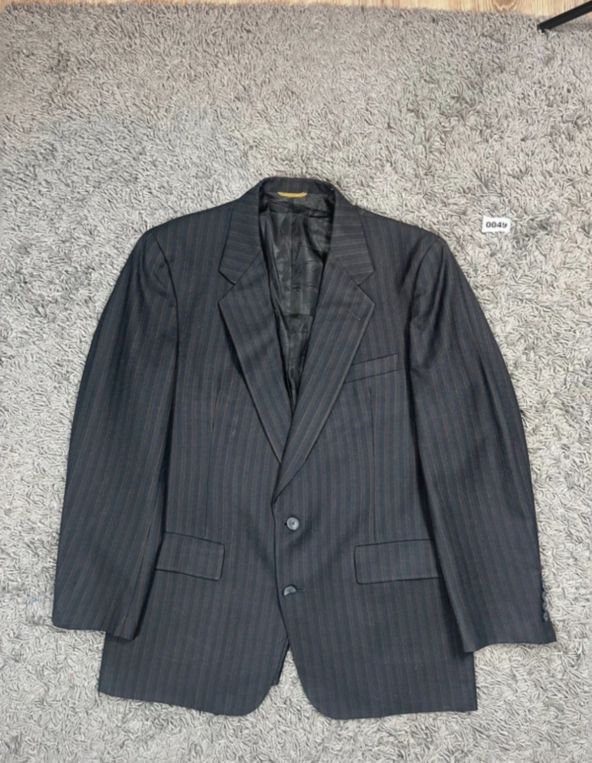 Vintage christian Dior grande Luxe Colbert Jacket Size 52 Black Blue Stripe