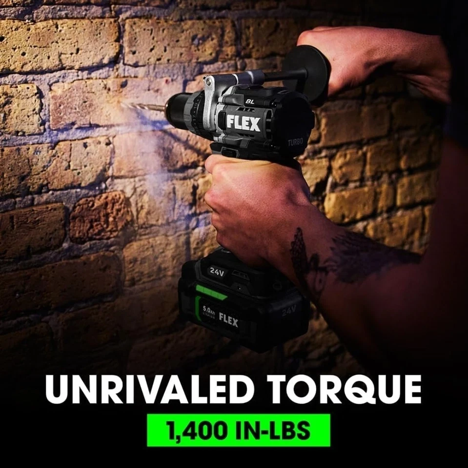 FLEX 24V 1/2-In. 2-Speed Hammer Drill With Turbo Mode Kit FX1271T-2B *2.5+5.0 aH - Image 4 of 4