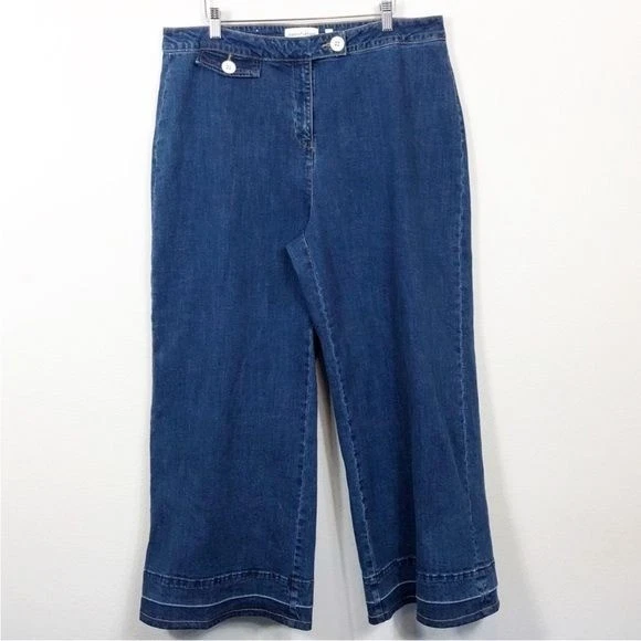 Pantalón Gibson Latimer City cintura alta lavado oscuro frente plano talla 14 Foto 2 de 4