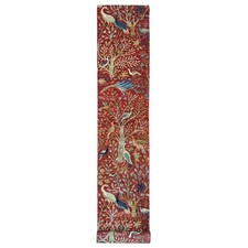2'7"x19'9" Red Peshawar Birds of Paradise Design Hand Knotted Wool Runner Rug