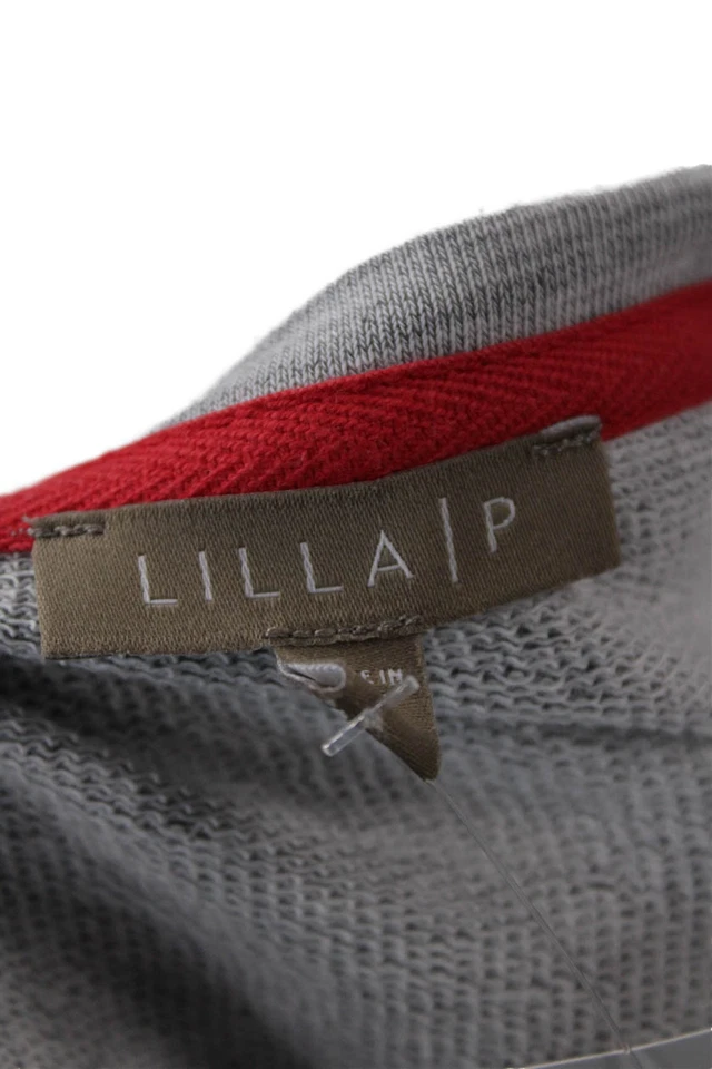 Женский пуловер Lilla P из хлопковой смеси с оборками и деталями толстовка топ серый размер S - Изображение 4 из 4