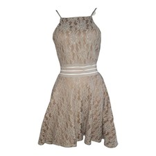 City Studio Dress Juniors 7 Nude Blush Pink Lace Party Cocktail Dance Fit Flare