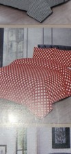 Brand New Double Duvet Set with 2 Matching Pillowcases Red With White Spots