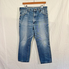 VTG Rustler Jeans 80s Straight Mens Sz 34x26 Med Wash Yellow Tag Made in USA