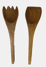 Teak Wood Utensil Set, Salad Servers, Cottagecore, Farmhouse, Home Decor Vtg