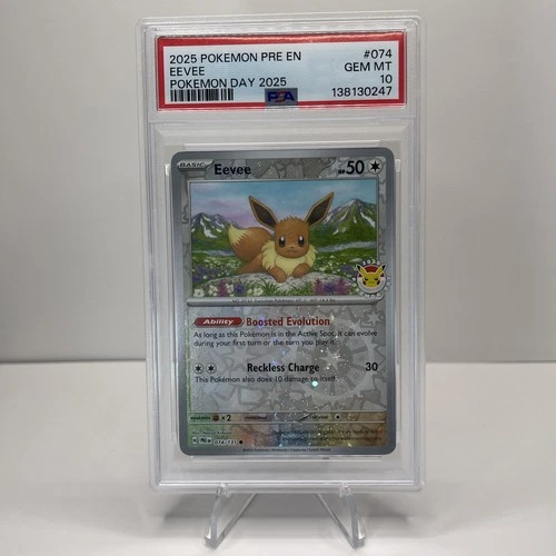 2025 Pokemon Day Eevee 074/131 Prismatic Evolut Holo Stamped Promo G-MT PSA 10