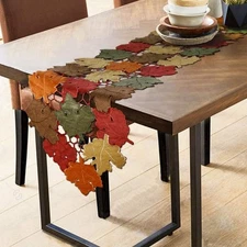 Fall Thanksgiving Table Runner, Fall Home Decor Machine Washable