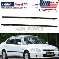 2PCS Door Weather Strip Window Belt Seal Molding Trim Fit For 96-00 Honda Civic
