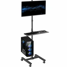 VIVO Mobile Computer Cart with Monitor Mount, PC Holder, Keyboard Tray