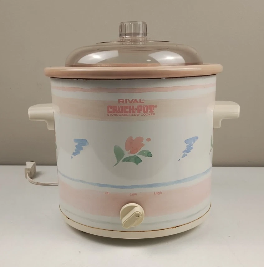 VTG 1990’s Rival 3.5 Qt Crock Pot Slow Cooker Model 3100/2 Floral TESTED & WORKS