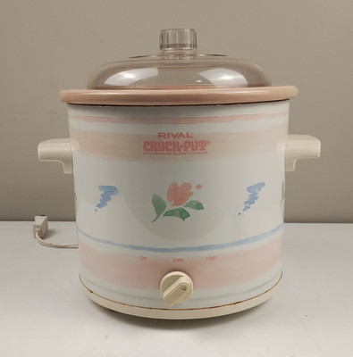 VTG 1990 s Rival 3.5 Qt Crock Pot Slow Cooker Model 3100/2 Floral TESTED & WORKS