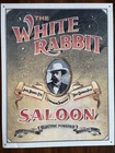 Vintage Y2K Jack Daniels White Rabbit Saloon Tin Metal Sign Bar Man Cave Decor