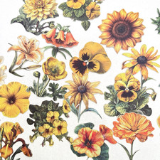 Vintage Victorian Yellow Flower Stickers Spring Junk Journal Collage Scrapbook
