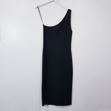 Diane Von Furstenberg Women size Medium Black One Shoulder Black Knit Midi Dress