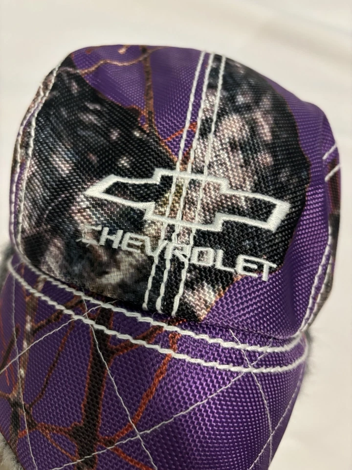 Vintage Realtree Camo Chevrolet Trapper Winter Hat Fur Hunting Car - Image 4 of 4