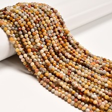Natural Yellow Crazy Lace Agate Faceted Round Beads Size 4mm 15.5'' Strand