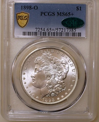 1898-O Morgan Silver Dollar PCGS Gold Shield Trueview MS65+ CAC Green