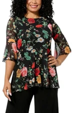 Antthony Women's Flounce Slv Top Garden Multi/Black