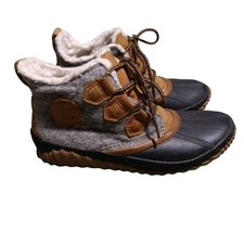 Sorel Out N About Plus Women Waterproof Felt Duck Boots Grey Black Brown - Sz 6