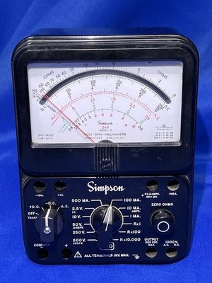 Simpson 260 Series 7M Volt Ohmmeter (VOM) Mirror Scale No Probes UNTESTED AS IS