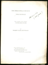 Robert Louis Stevenson Bibliophile Soc prospectus 1921