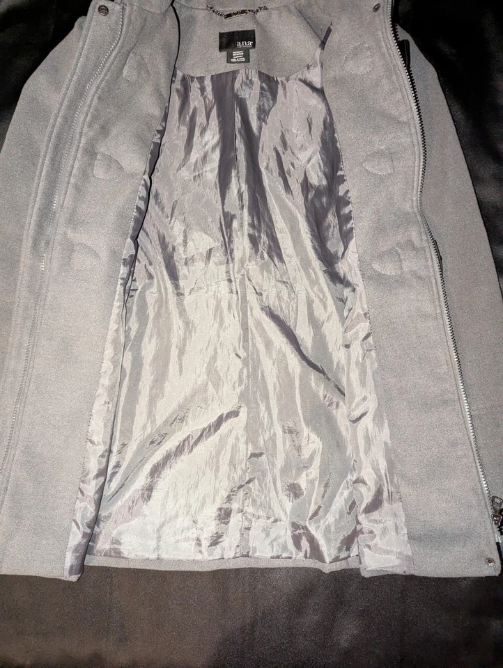 A.N.A. Chaqueta chaquetón gris para mujer cremallera completa talla: mediana Foto 3 de 4