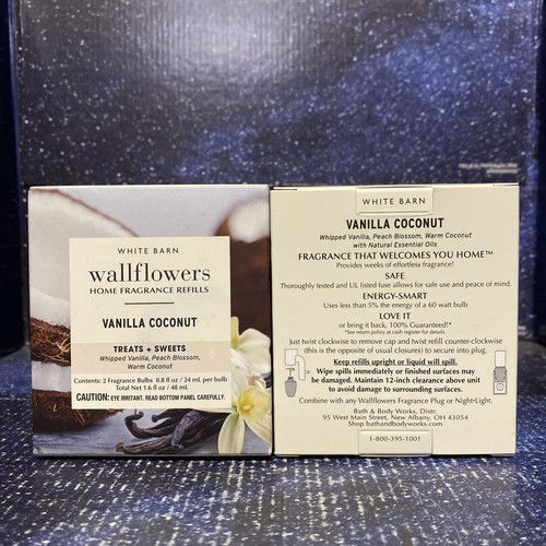 2 X Bath & Body Works VANILLA COCONUT Wallflower Box (4 Bulbs) , 0.8 Oz Each - Picture 2 of 3
