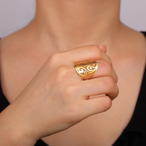 Anillo de pulgar largo vintage de filigrana con patrón espiral de filigrana abierta - Imagen 3 de 13