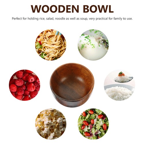 Wooden Bowl Reusable Salad Fruit Bowls for Kitchen Counter Decorative Serving - Bild 2 von 12