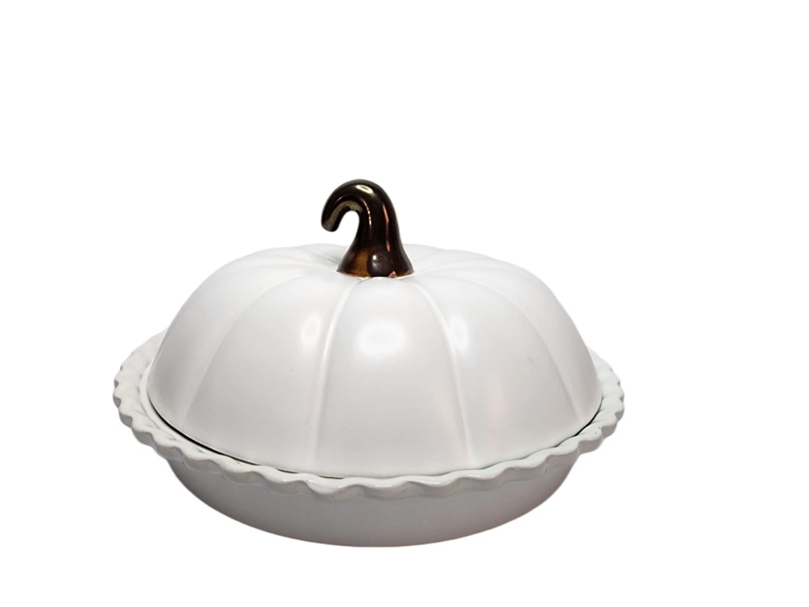 Ciroa Stonewear Pumpkin Pie Plate with LId
