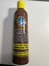 Hawaii KONA BROWNING LOTION New 8oz Dark Hawaiian Tan -Kona Coffee Kukui Nut Oil