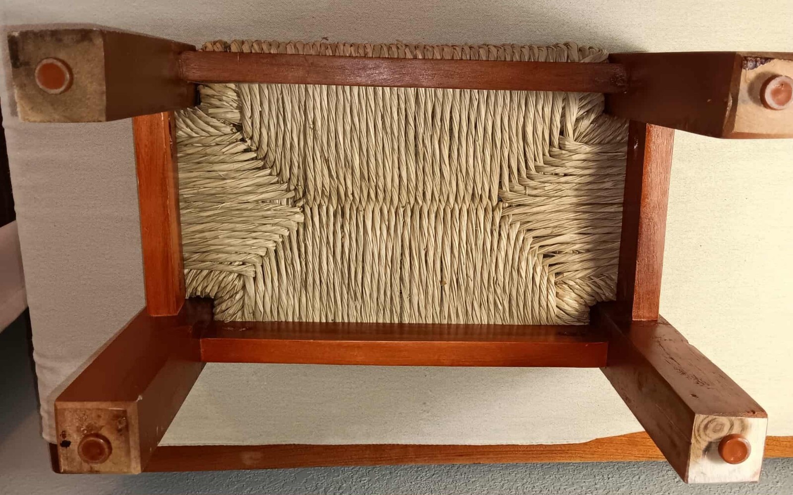 Woven Stool, Wood & Rush Seat 15 3/4x9.5