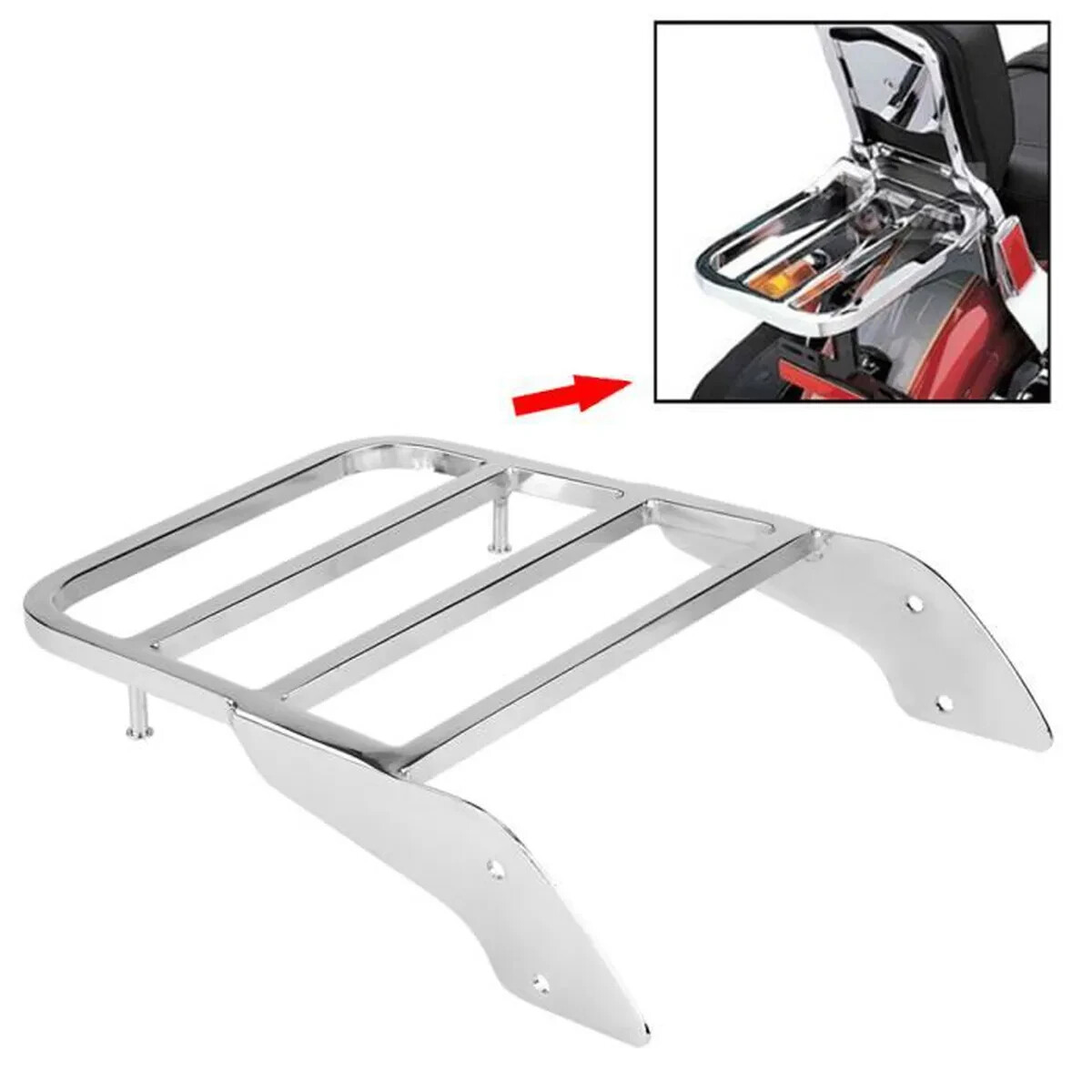 Porte-bagages moto Honda Shadow VT750 C2 en acier chrome argent haut de gamme