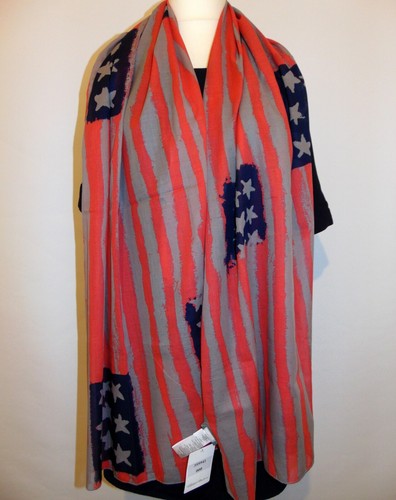 NWT Peter Hahn By Via Appia Gauze Cotton Huge Scarf/ Wrap/ Stole American Flag - Picture 4 of 12