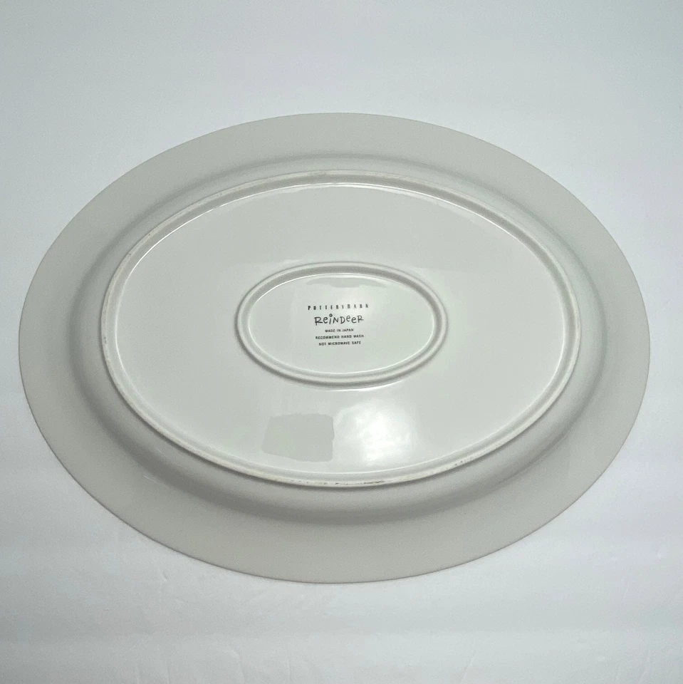 Plato ovalado Pottery Barn Reindeer Rudolph | 17" | Borde de platino | Japón Foto 2 de 4