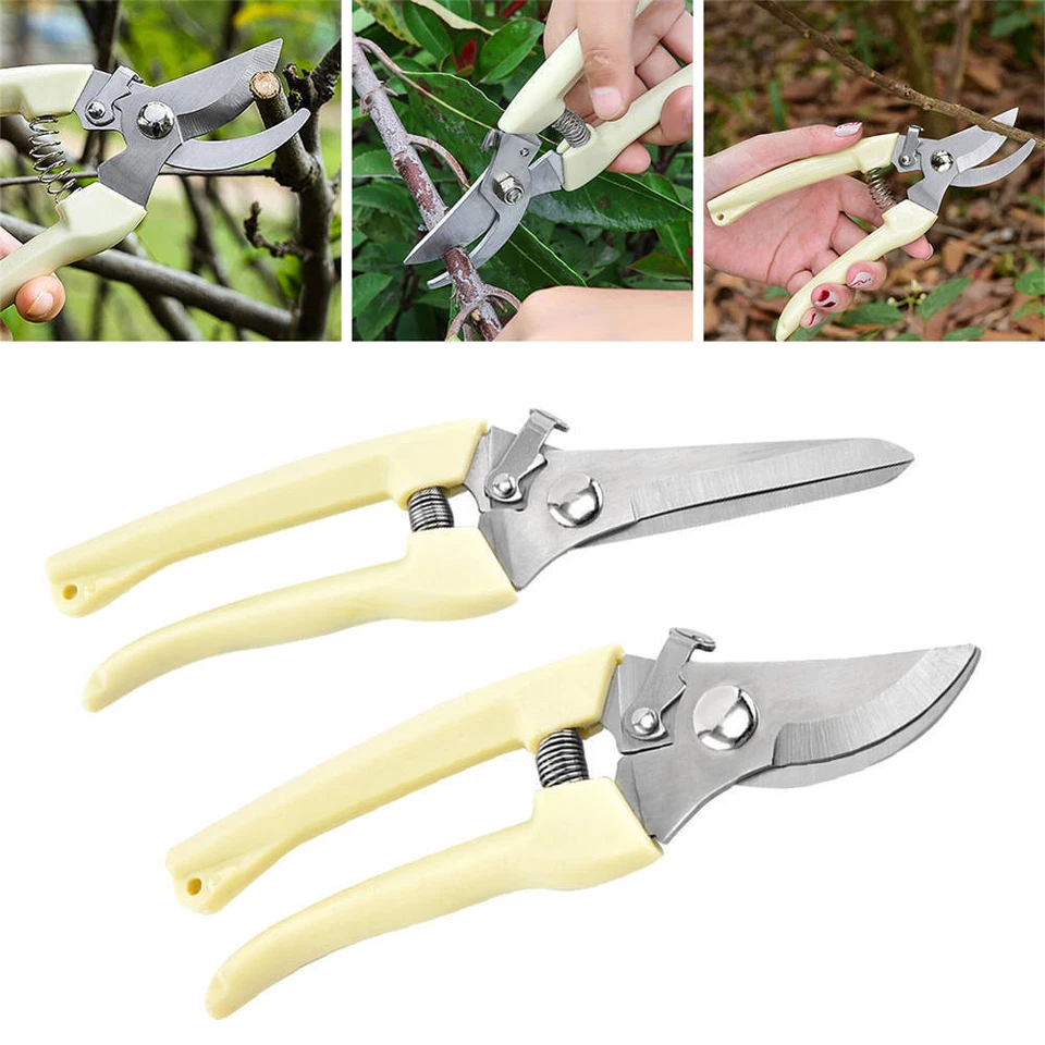 2 PCS Garden Pruning Shears Set Bypass Pruner Straight Blade Scissors CS - Image 2 of 4