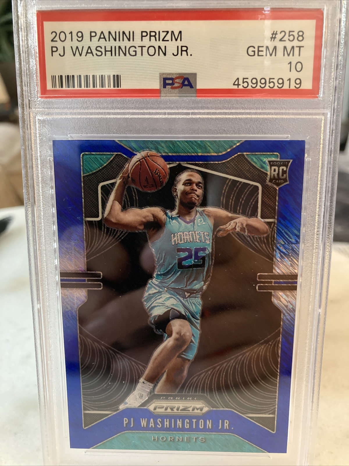 2019-20 Prizm PJ Washington Blue Shimmer SSP PSA 10 GEM Mint POP 1! #258 RC