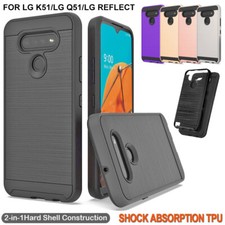 Funda resistente a golpes cepillada reflectante resistente a impactos para LG K51/LG Q51/LG
