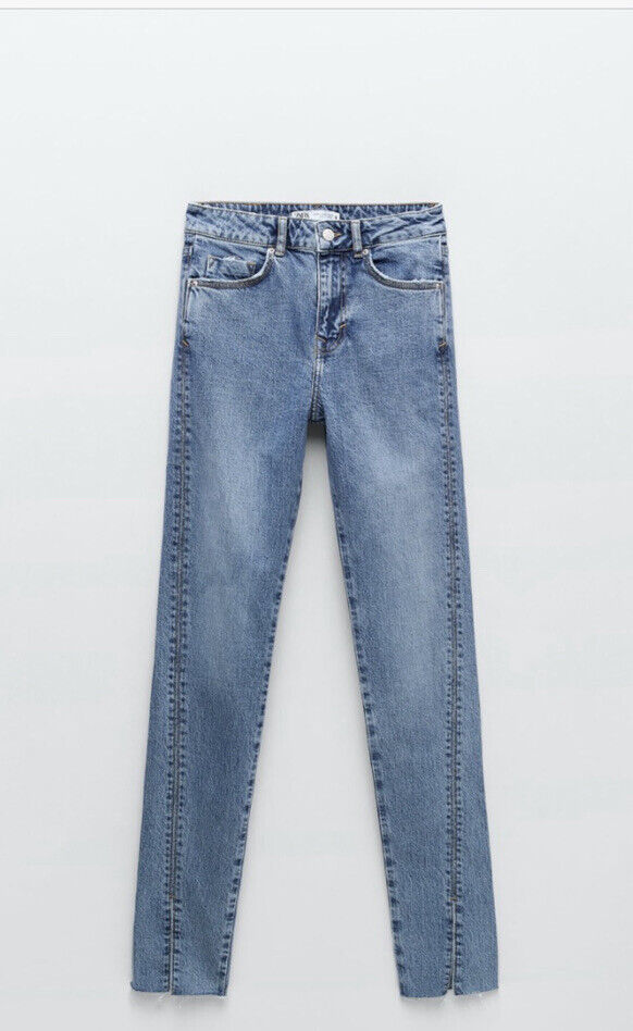 helemaal onze lezer Zara Hi Rise Full Length Unfinished Hem Jeans Split Skinny Size 4 /36 Nwt |  eBay