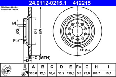 2 x ATE 24.0112-0215.1 Bremsscheibe für JEEP