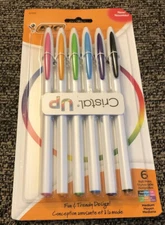 BIC Cristal Up Ball Pen, Medium Point (1.2 mm), Assorted Colors, 6-Count
