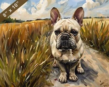French Bulldog dog painting on a scenic country road 8x10 Print 